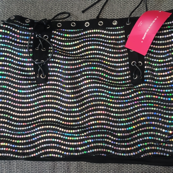 Black Skirt with Multicolor Rhinestones - Picture 1 of 7